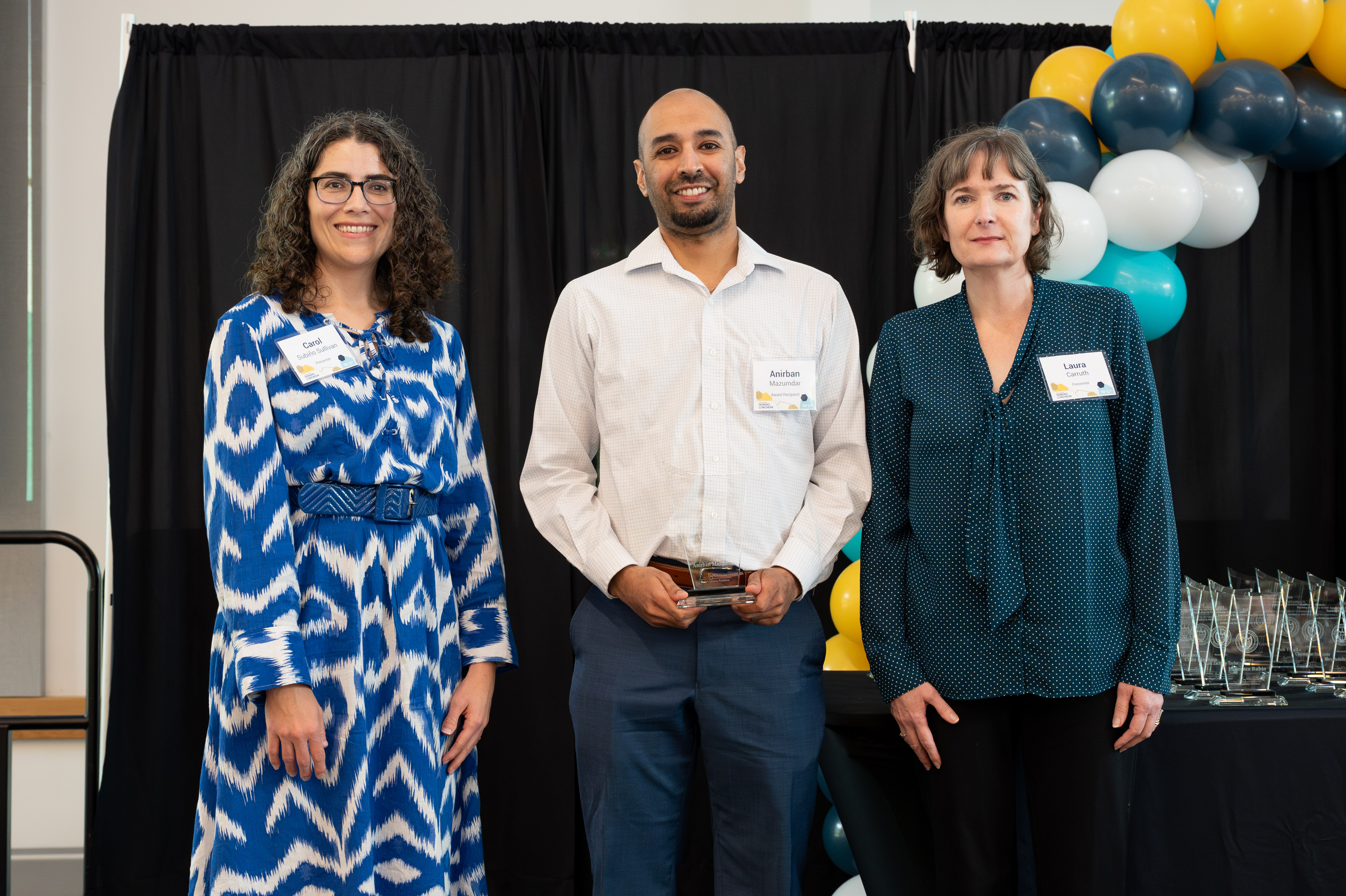 Anirban Mazumdar receives the Junior Faculty Teaching award at the Faculty and Staff Honors Luncheon 2024