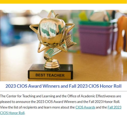 A screenshot from the February 19, 2024 newsletter announcing the CIOS winners.