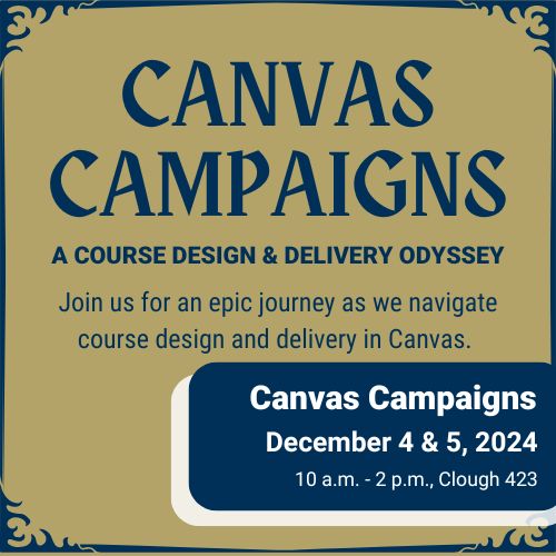 Scripted font reads "Canvas Campaigns: A Course Design and Delivery Odyssey."