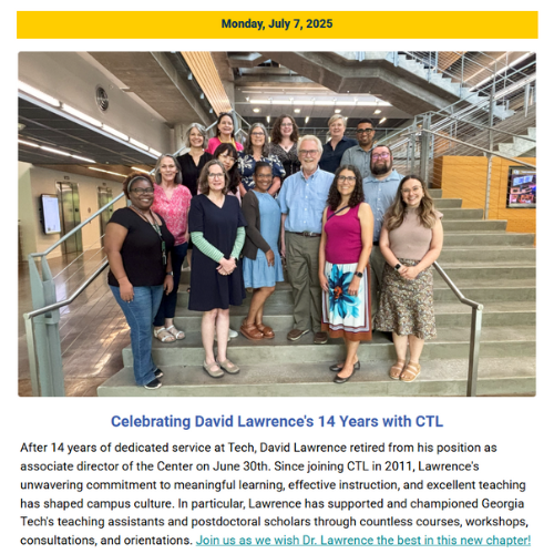 A screenshot from the July 7th newsletter.