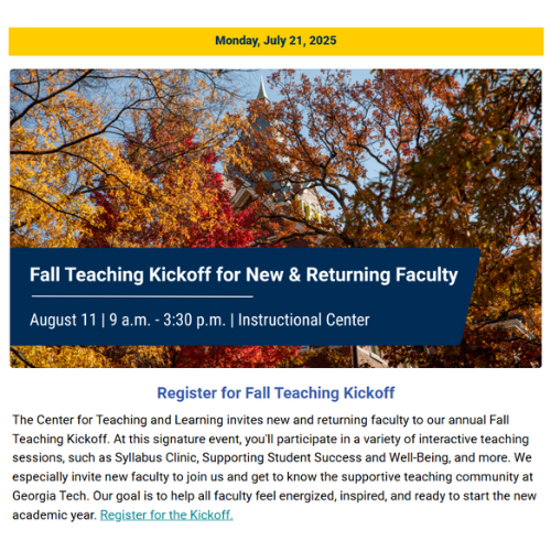 A screenshot from the July 21, 2025, newsletter.