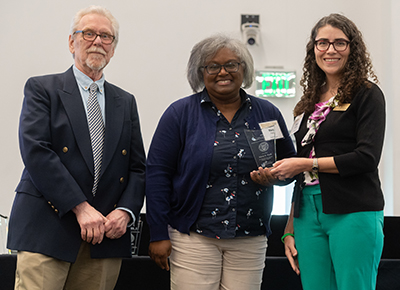 The Center for Teaching and Leanring presents Dr. Mary Peek with the Geoffrey G. Eichholz Faculty Teaching Award during the 2023 Georgia Tech Faculty and Staff Honors Luncheon. 