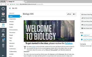 Screen shot of a Canvas home screen with a banner that says Welcome to Biology